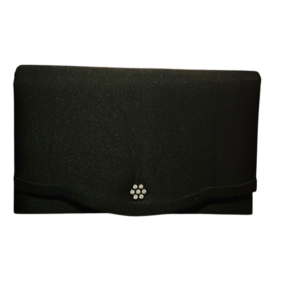 NWOT Classic Little Black Clutch w Rhinestone Snap Closure